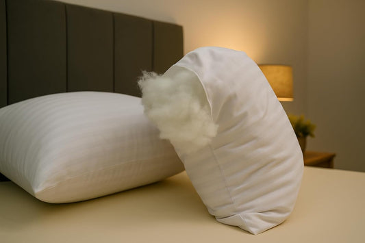 BHS Stripe Hotel Quality pillow, Extra Filled Hollow fiber Pillows Pack of 2/1 | Luxury UK Standard Size