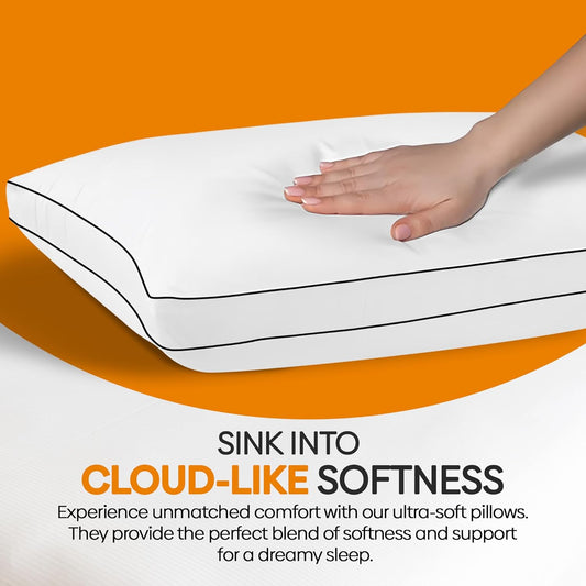 Pemium Egyptian Cotton Box Pillow - 5-Star Hotel Quality - Bounce Back Support for Side/Back Sleepers